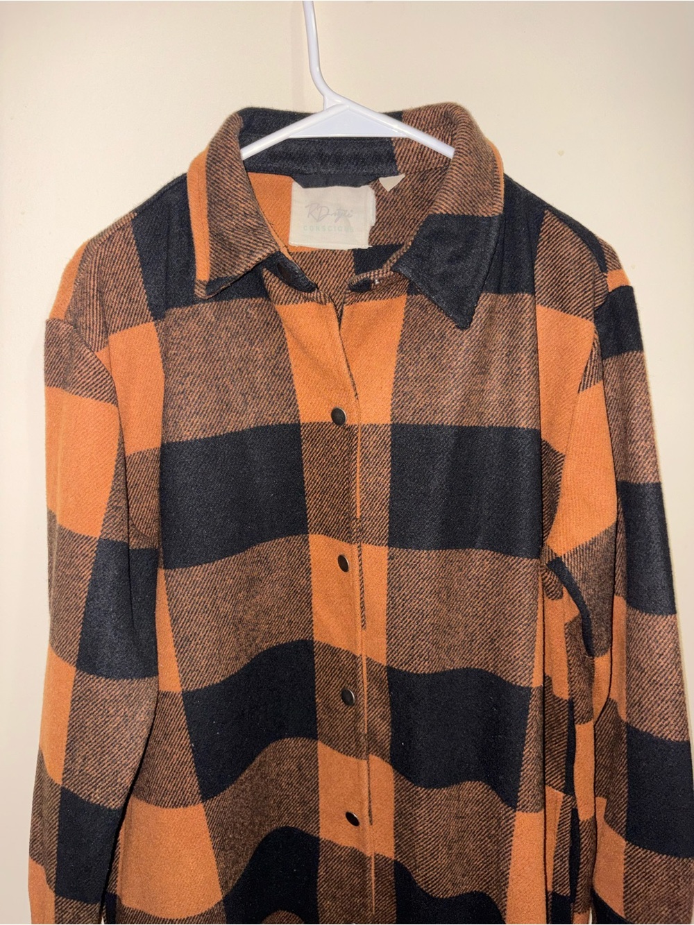 RD Style Black and Brown Plaid Button Shirt Jacket - Picture 5 of 16